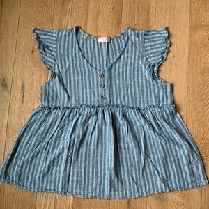 Pink Lily Striped Flutter Sleeve Blouse